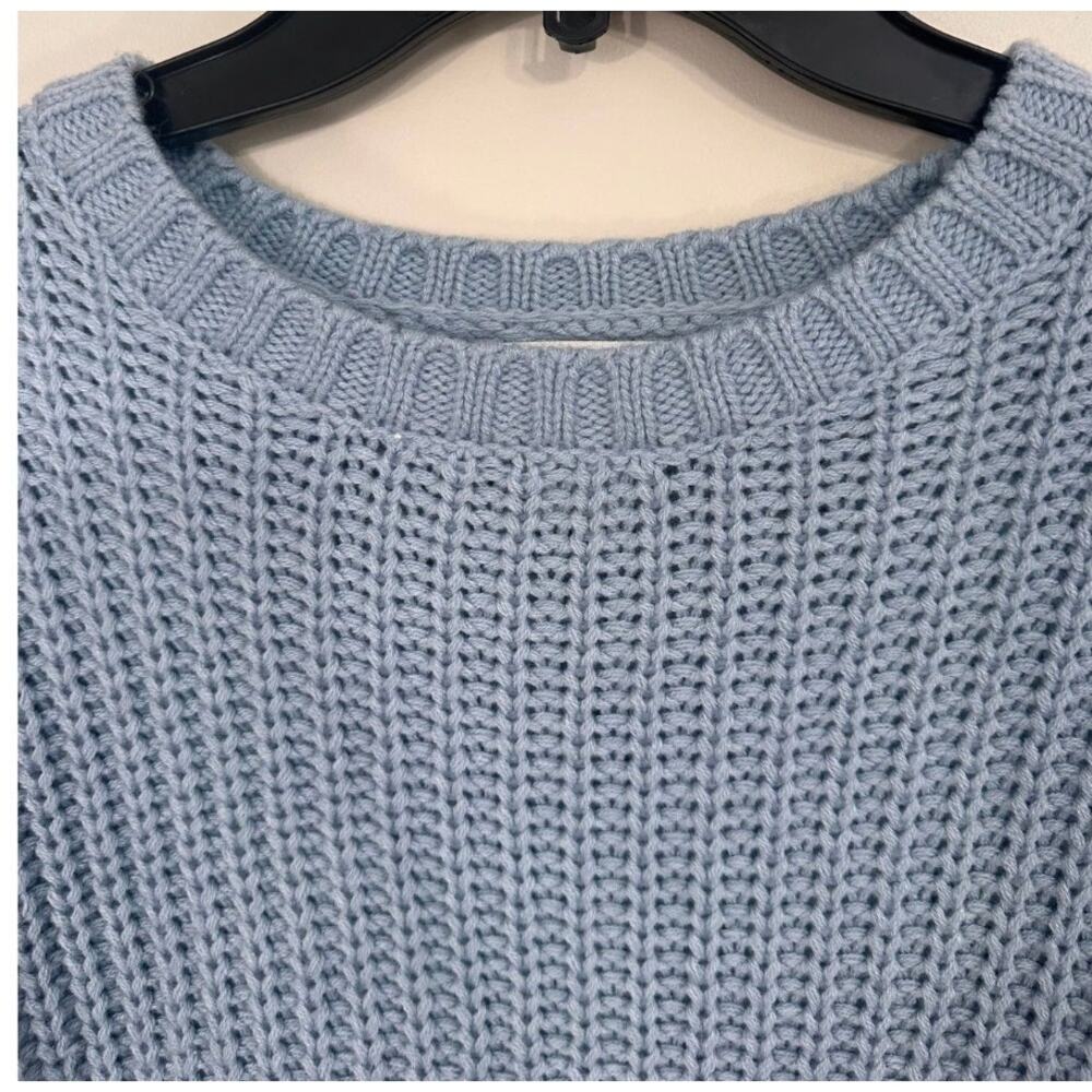 Jessica Simpson Blue Bobble Sleeve Chunky Knit Sweater Medium - Picture 5 of 9